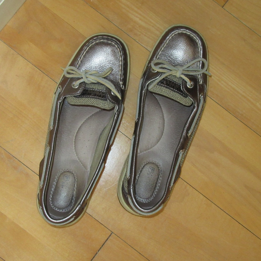 Silver Metallic Sperry Top Siders or Mary Janes